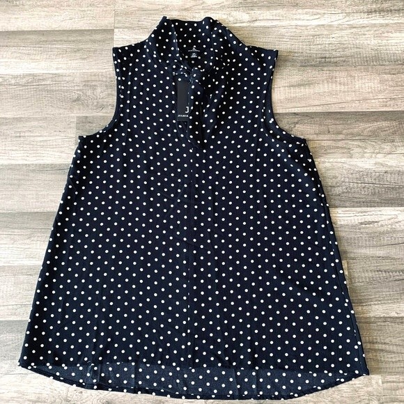 Jules & Leopold black blouse women white polka dot sleeveless top size S - Picture 1 of 8